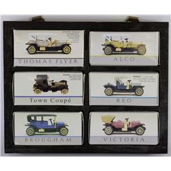 WALL DISPLAY WITH 6 MODEL VINTAGE CARS