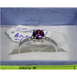 13-NATURAL AMETHYST,CZ .925 STERLING SILVER RING