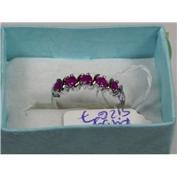 8-NATURAL RUBY, .925 STERLING SILVER RING SIZE 7