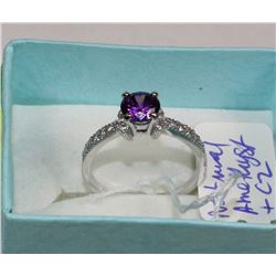 12-NATURAL AMETHYST,CZ .925 STERLING SILVER RING