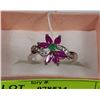 Image 1 : 16-NAT.EMERALD,RUBY & CZ .925 SILVER SIZE 8.5
