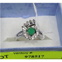 2-NATURAL EMERALD .925 STERLING SILVER RING SIZE 6