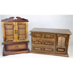 TWO WOODEN JEWELLERY BOXES