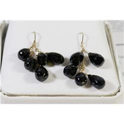 14K YELLOW GOLD ONYX BEAD SHAPE EARRINGS W/COA