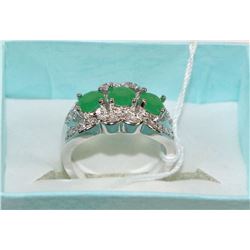 4-NATURAL EMERALD .925 STERLING SILVER RING SIZE 7