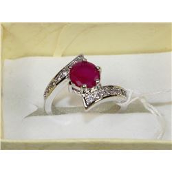 6-NATURAL RUBY,CZ .925 STERLING SILVER RING SIZE 6