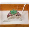 Image 1 : 15-NAT.EMERALD,RUBY & CZ .925 SILVER RING SIZE 7