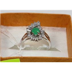 1-NATURAL EMERALD .925 STERLING SILVER RING SIZE 7