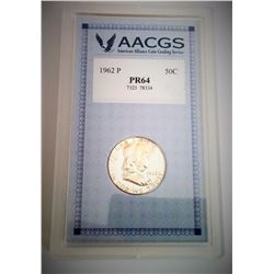 GRADED 1962 WASHINGTON US 1/2 DOLLAR COIN