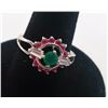 Image 1 : 925 SILVER STAMPED NATURAL RUBY, EMERALD &CZ RING