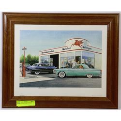 MOBIL GAS PICTURE IN FRAME 17"X14"