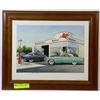 Image 1 : MOBIL GAS PICTURE IN FRAME 17"X14"