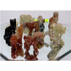 11 HAND CARVED STONE ANIMAL FIGURES FROM PERU