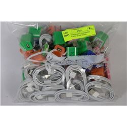 BAG OF 68 IPHONE 5 CHARGER CORDS AND WALL PLUGS