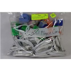 BAG OF 68 IPHONE 5 CHARGER CORDS AND WALL PLUGS