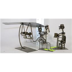 SET OF 3 HANDCRAFTED NUTS+BOLTS FIGURINES 6" TALL