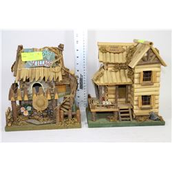 SET OF 2 DECORATIVE BIRD HOUSES/HOME DECOR 10.5"