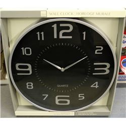 NEW 18" MODERN SILVER TONE WALL CLOCK