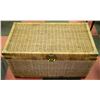 Image 1 : VINTAGE WICKER CHEST WITH BRASS CORNERS & LATCH