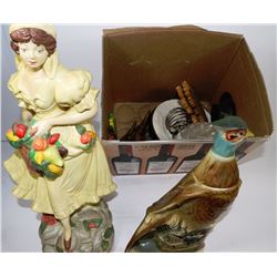 ESTATE BOX W/DECANTER, KNIFE SET AND MORE