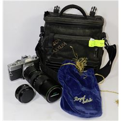 MINOLTA SRT 100B & CASE WITH 50MM LENS ,80-200MM