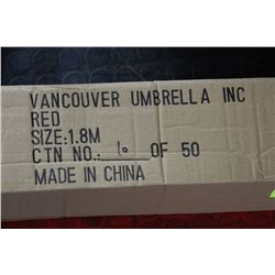 NEW RED PATIO UMBRELLA WITH LOGO 7' WIDE