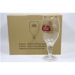 BOX OF 6 NEW STELLA  ARTOIS BEER GLASSES
