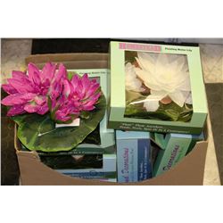 BOX WITH 7 NEW FLOATING LILY POND DECORATIONS
