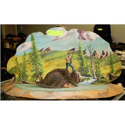 24"X13" FOLK ART HAND PAINTED CLAM SHAPE TREE