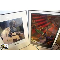 PAIR OF WATER DAMAGED JAZZ PICTURES