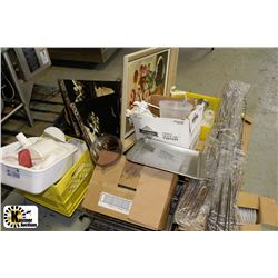 PALLET OF RESTAURANT MISC INCL. DISHES,CHINESE ART