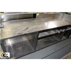 STAINLESS STEEL TABLE WITH SHELVES - 86" X 23"