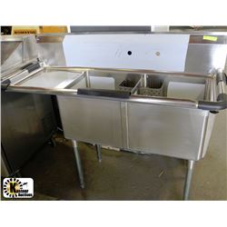 ME11- NEW DOUBLE COMPARTMENT SINK WITH DRAIN BOARD