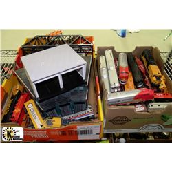 TWO FLATS OF HO TRAINS INCLUDING ROUND HOUSE &