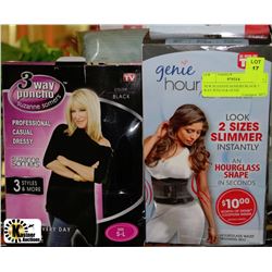 NEW SUZANNE SOMERS BLACK 3 WAY PONCHO & GENIE