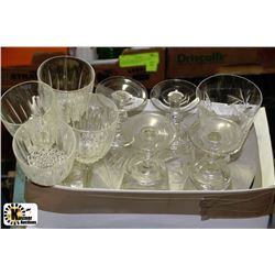 BOX OF CRYSTAL WINE GLASSES