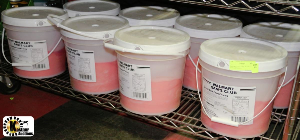 8 BUCKETS OF CORAL BUTRCREAM ICING.EXPIRED
