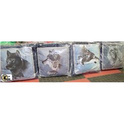 SET OF FOUR COLLECTIBLE WOLF PILLOWS