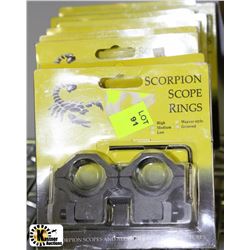 9 PACKS OF SCORPION SCOPE RINGS