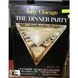 DINNER PARTY SIGNED AND FRAME DJUDY CHICAGO POSTER