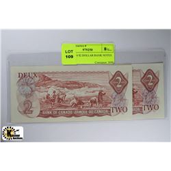 J) UNC 1974 $2 DOLLAR BANK NOTES X2