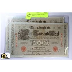 K) GERMAN 1910 RED SEAL 1000 MARK NOTES X2