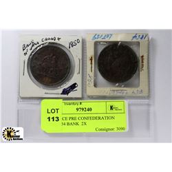 E) SCARCE PRE CONFEDERATION 1850,1854 BANK  2X