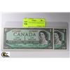 Image 1 : P) UNC 1954 $1 NOTES CONSECUTIVE S/N  X2