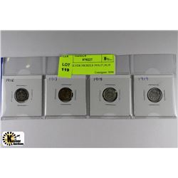 B) GV SILVER NICKELS 1916,17,18,19  X4