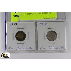 F) 1913-1914 GV SILVER DIMES X2