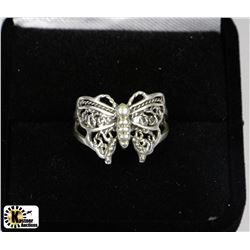 SOLID .925 SILVER BUTTERFLY RING SIZE 8