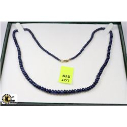 STAMPED 14K WHITE GOLD CLASP SAPPHIRE NECKLACE