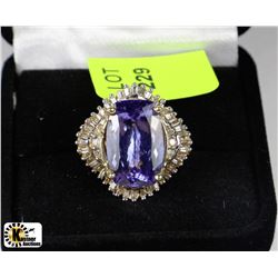 LARGE TANZANITE & DIAMOND RING