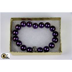 #8-PURPLE SEASHELL PEARL BRACELET